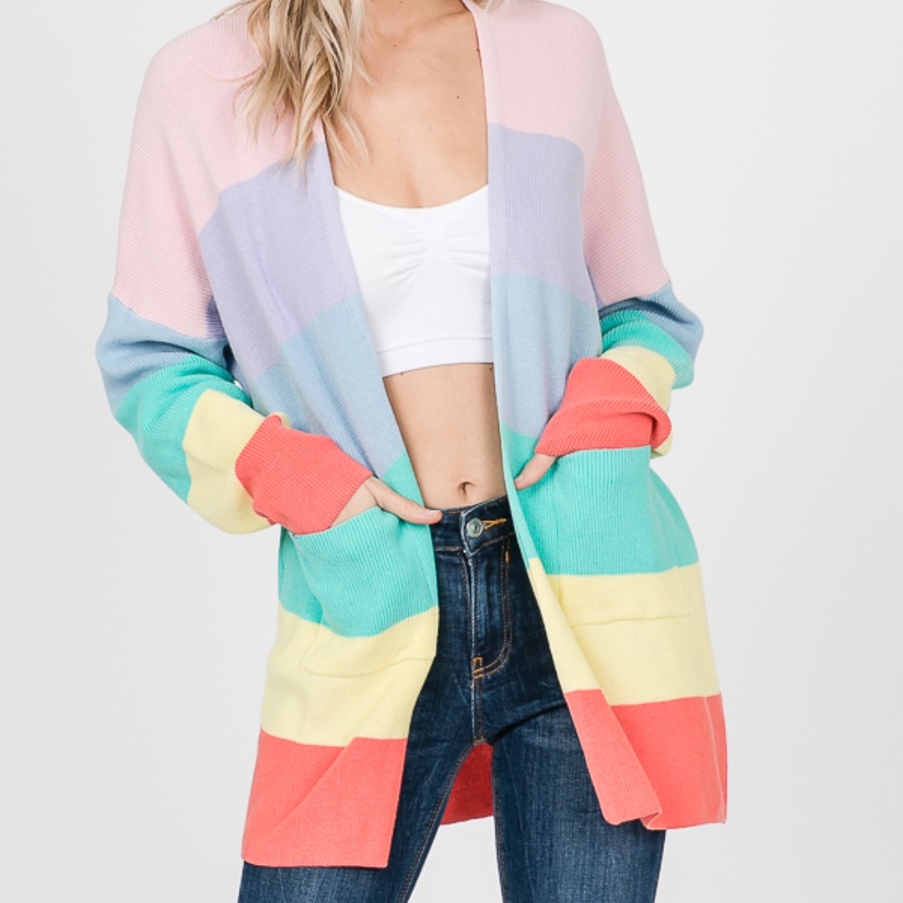 ❤️1 LEFT ❤️ Teagan Rainbow Cardigan, Pink